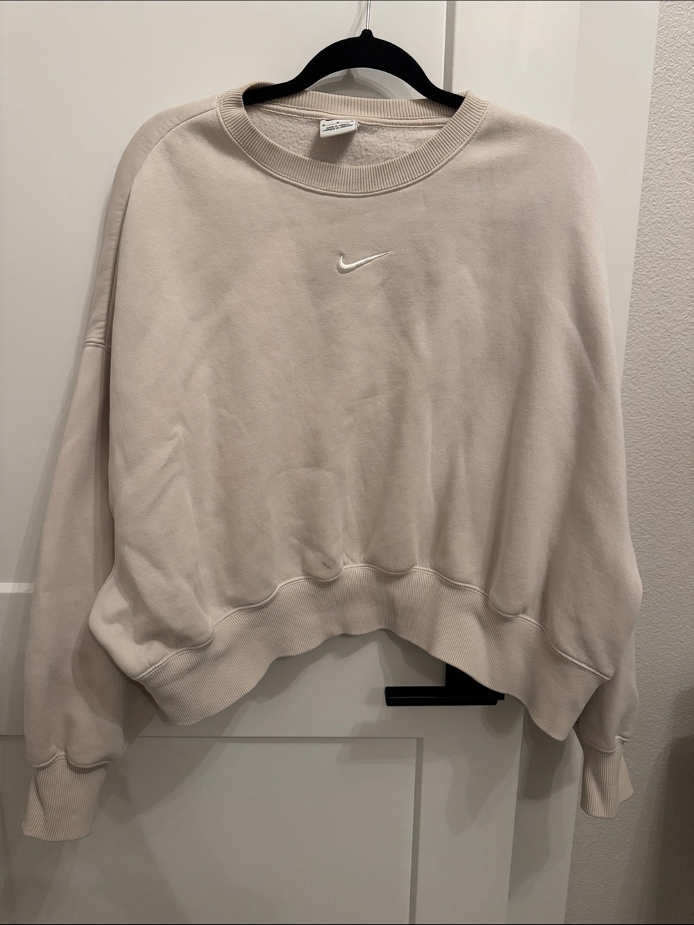 Nike Cream Oversized Swoosh Crewneck Sweatshirt